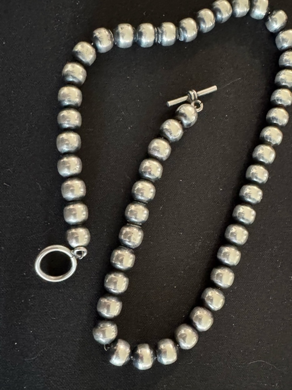 Sterling Navajo Pearl Beaded Choker Necklace - Picture 7 of 7